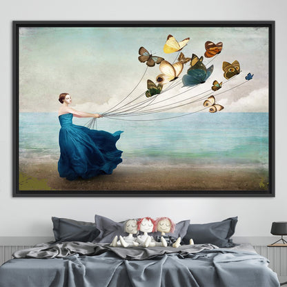 Abstract Woman with Butterflies Canvas Print - Butterfly Lover Gift, Woman Wall Art