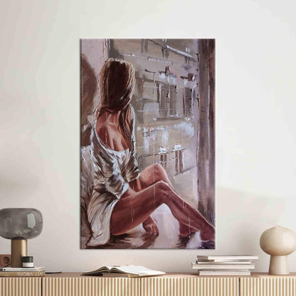 Sensual Woman Sitting Floor 3D Canvas Print