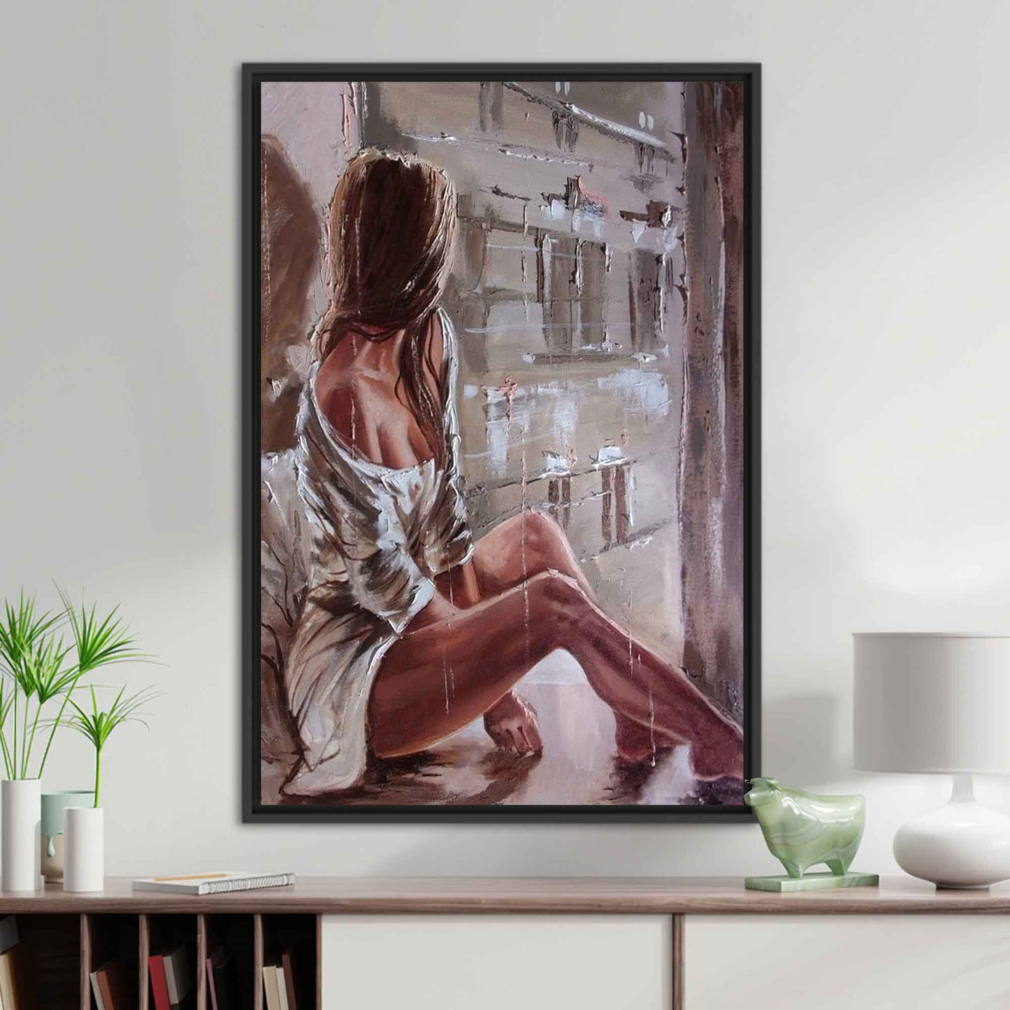 Sensual Woman Sitting Floor 3D Canvas Print