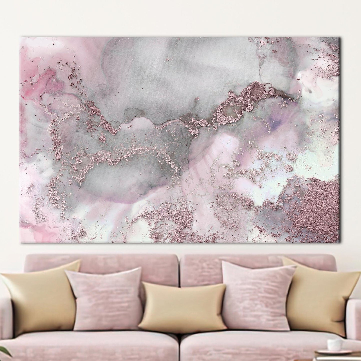 Gray Marble Pink and Abstract Canvas Print