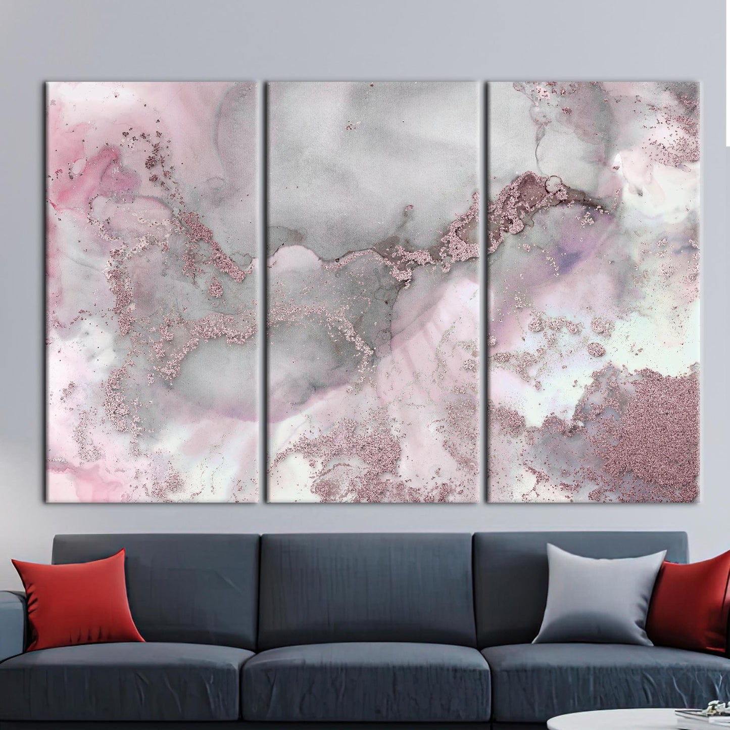 Gray Marble Pink and Abstract Canvas Print