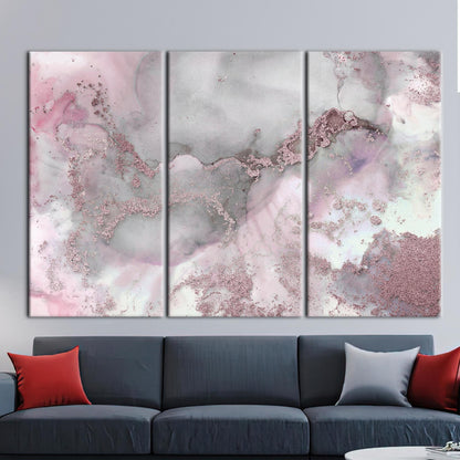 Gray Marble Pink and Abstract Canvas Print