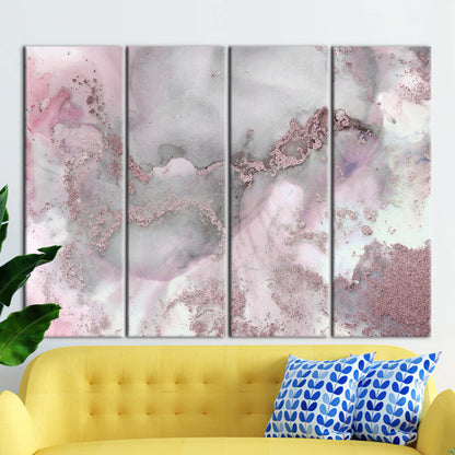 Gray Marble Pink and Abstract Canvas Print