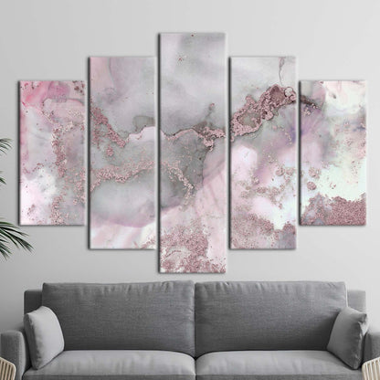 Gray Marble Pink and Abstract Canvas Print
