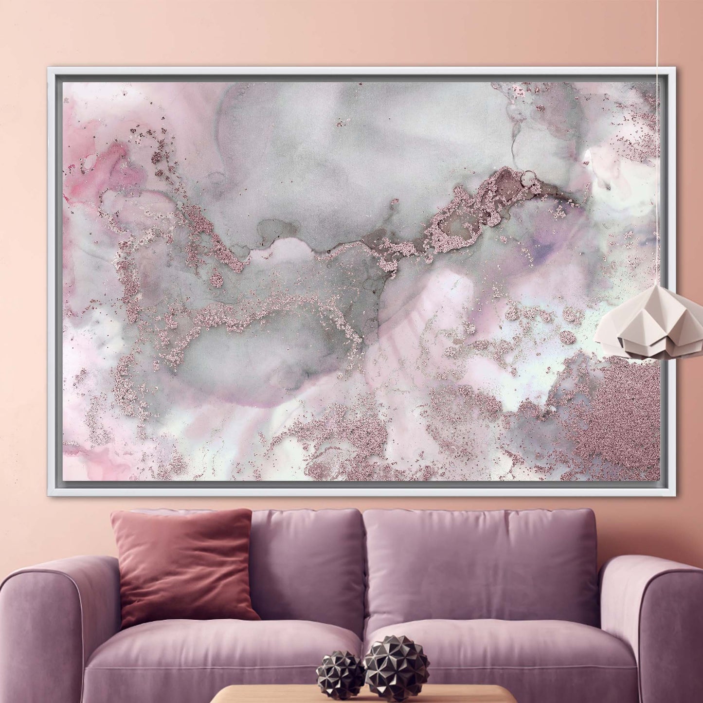 Gray Marble Pink and Abstract Canvas Print