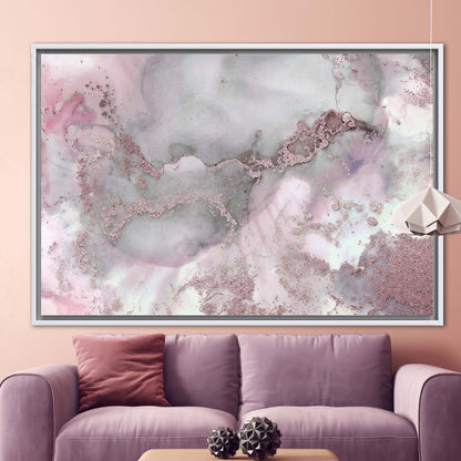 Gray Marble Pink and Abstract Canvas Print