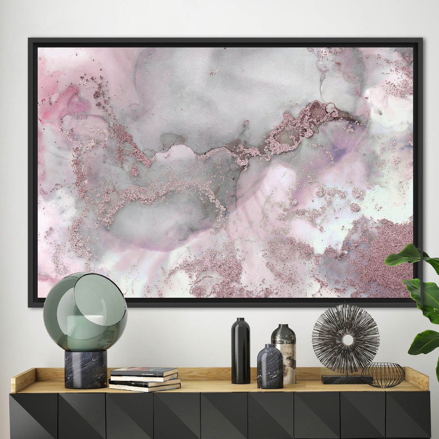 Gray Marble Pink and Abstract Canvas Print
