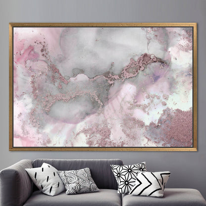 Gray Marble Pink and Abstract Canvas Print