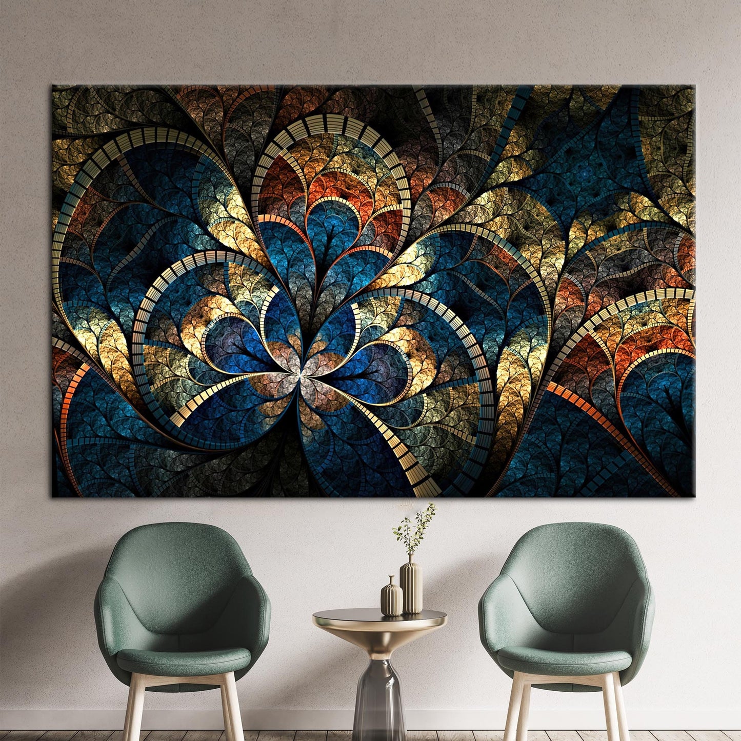 Gold Fractal Pattern Shimmery Abstract Canvas Print