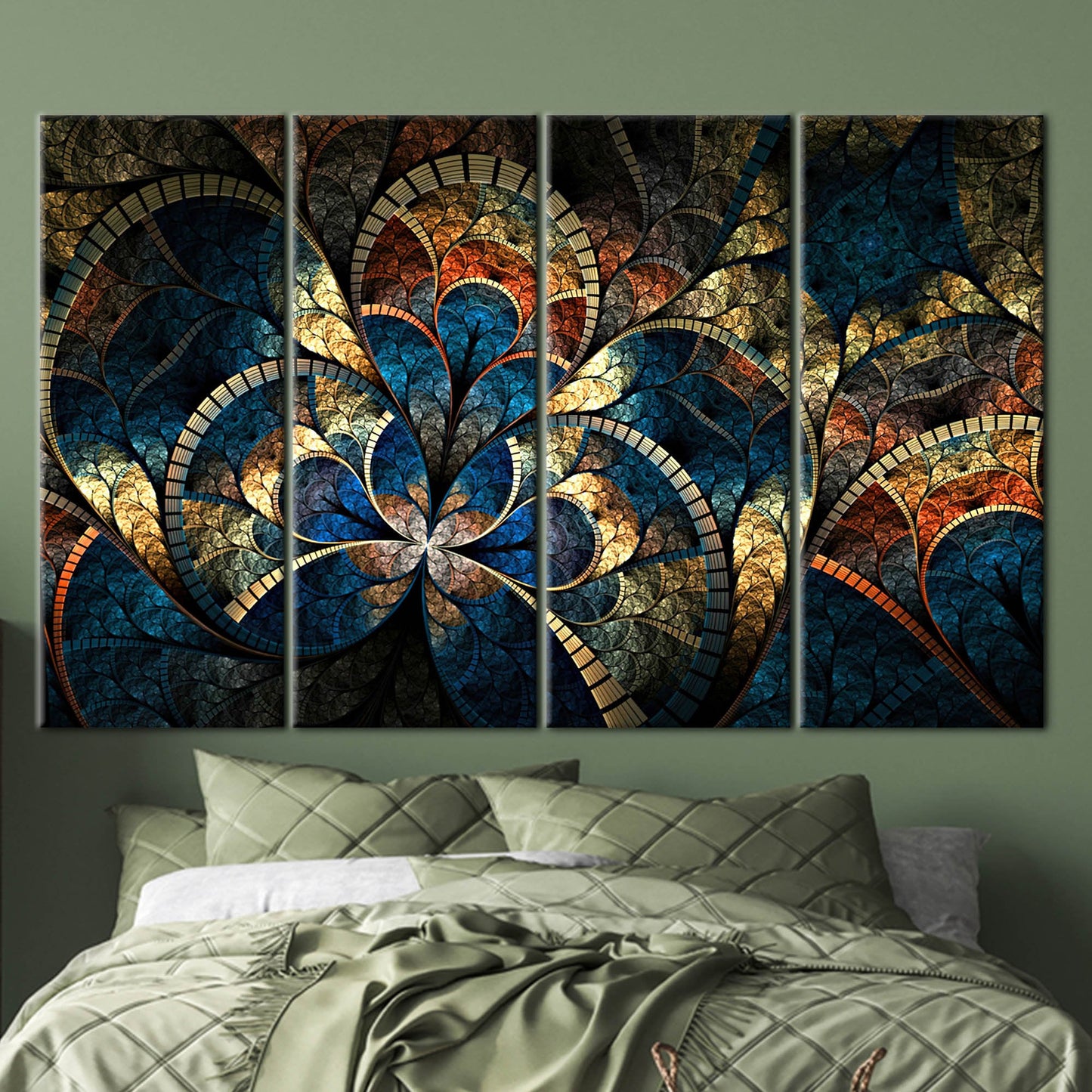 Gold Fractal Pattern Shimmery Abstract Canvas Print
