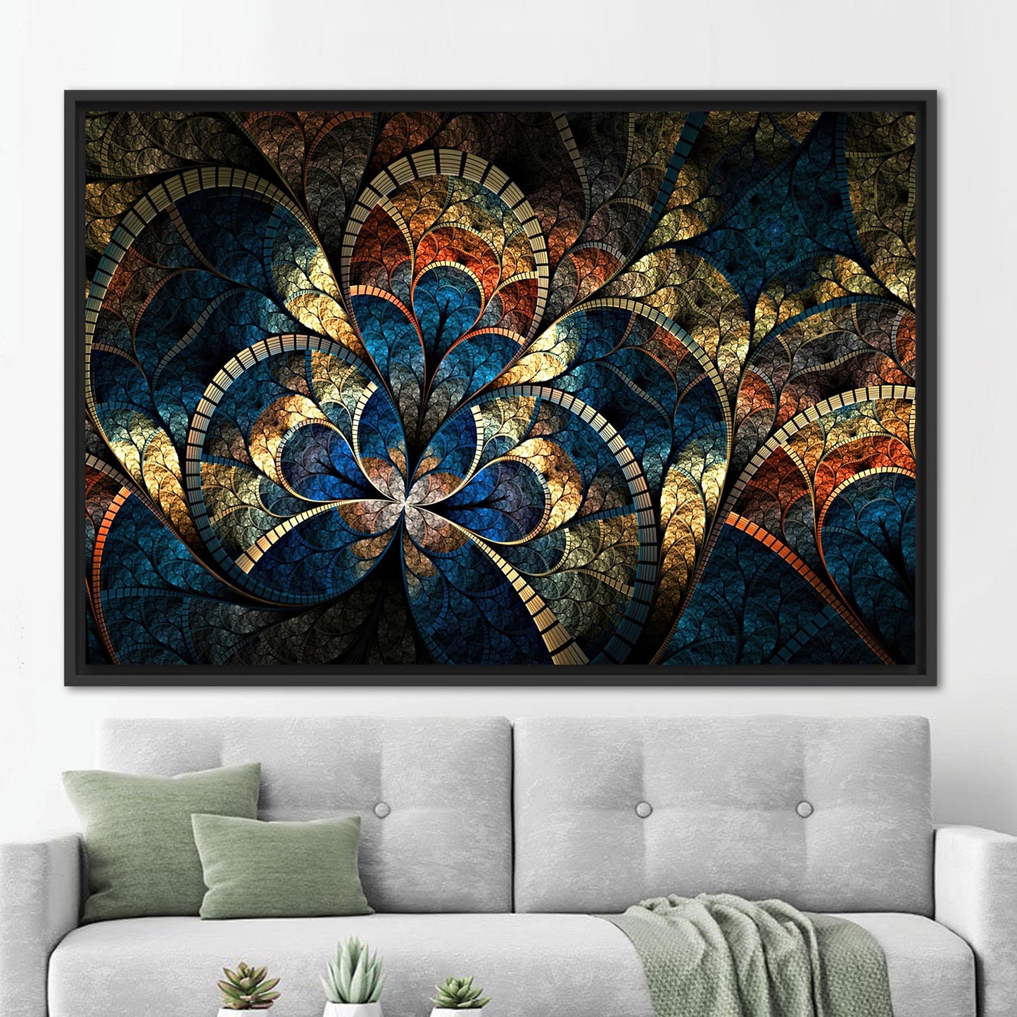 Gold Fractal Pattern Shimmery Abstract Canvas Print