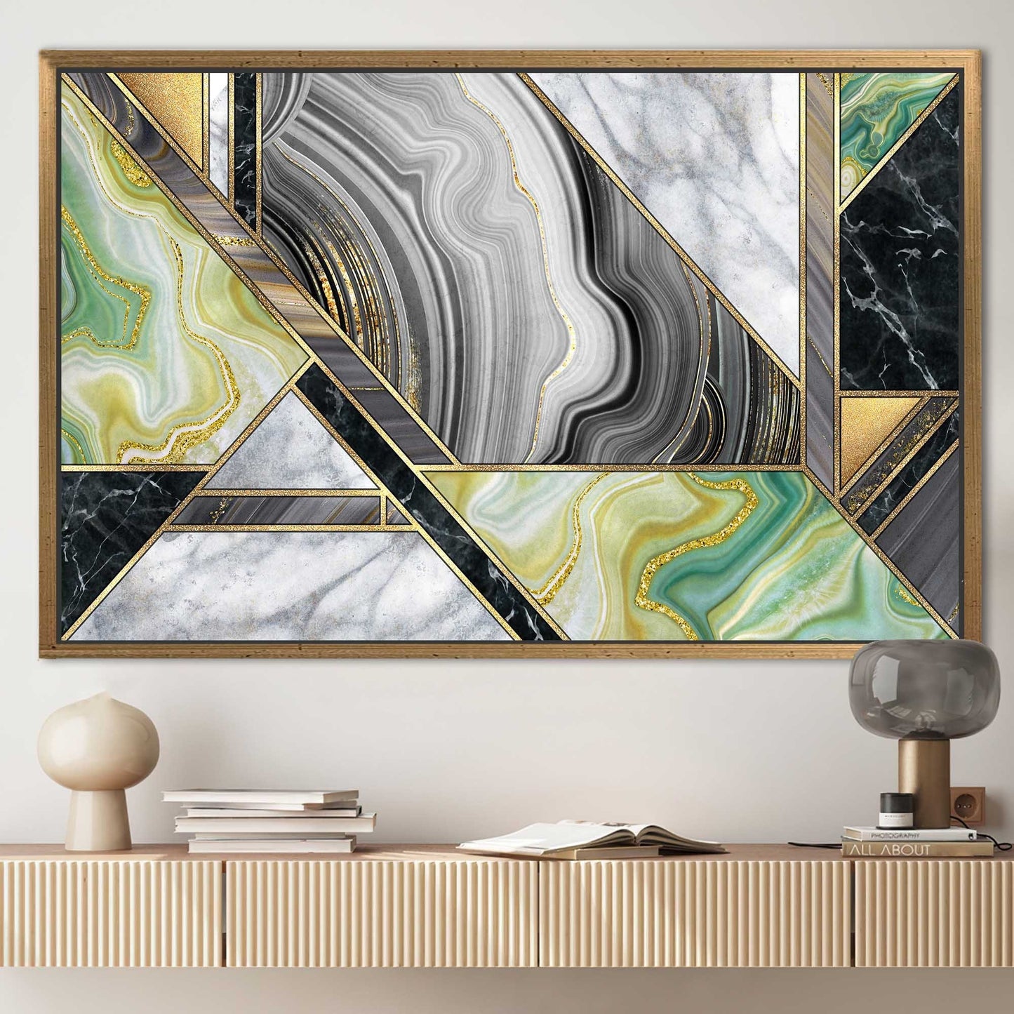 Grey Marble Abstract Alcohol Ink Canvas Print