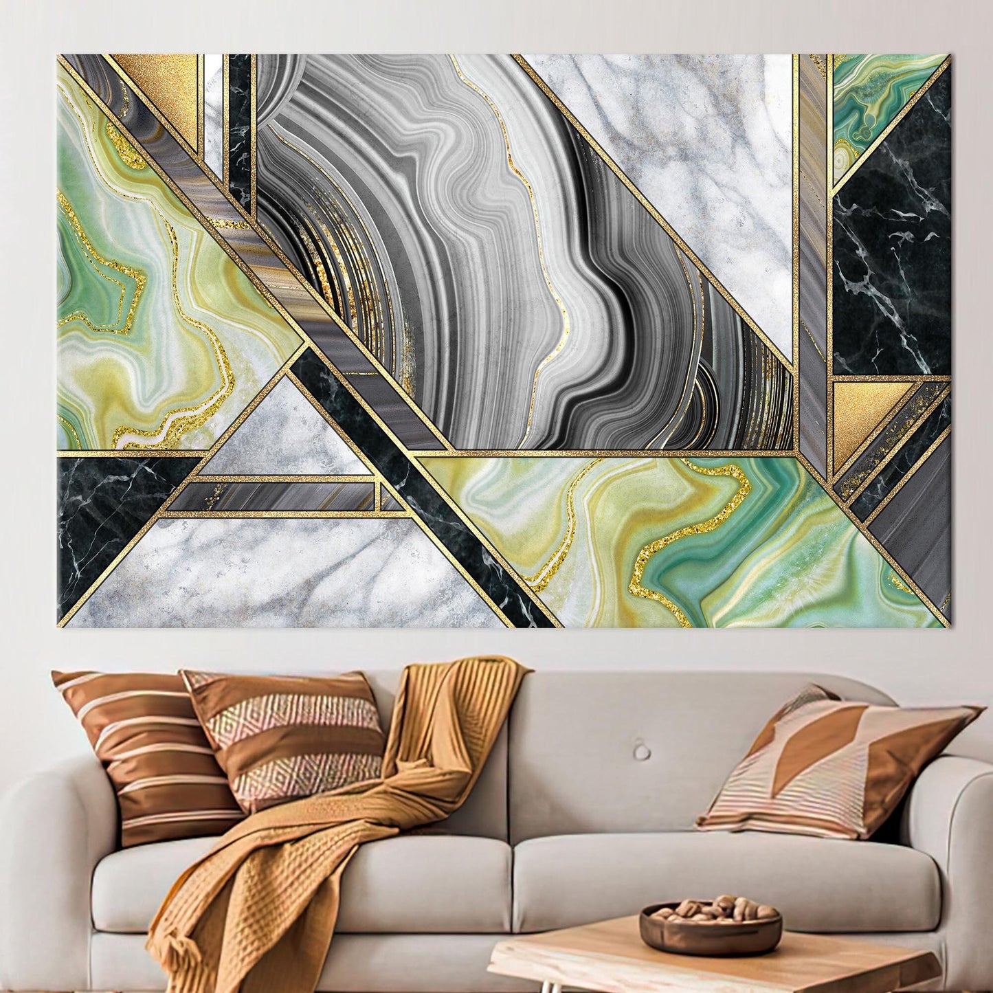 Grey Marble Abstract Alcohol Ink Canvas Print