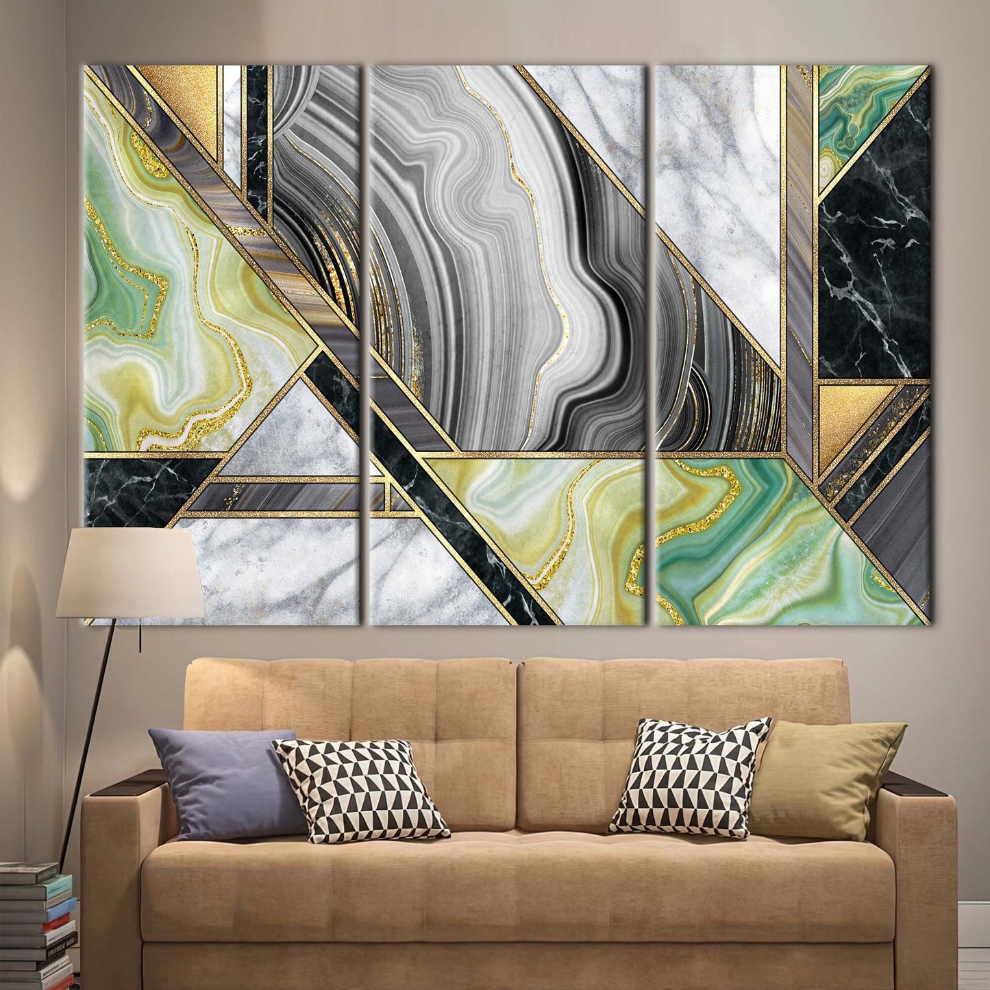 Grey Marble Abstract Alcohol Ink Canvas Print