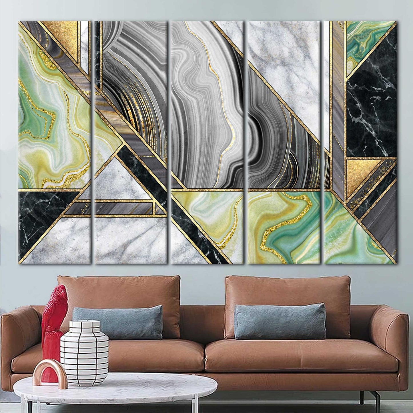Grey Marble Abstract Alcohol Ink Canvas Print