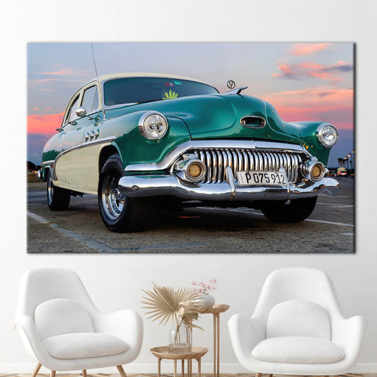 Vintage Car Lover Gift Art Canvas, Retro Car Artwork, Old Car Art, Classic Garage Wall Decor