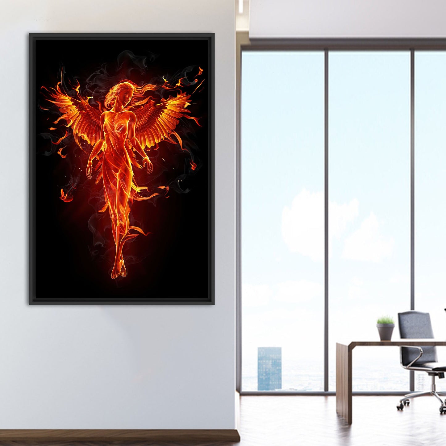Abstract Fire Elemental Girl Canvas Print