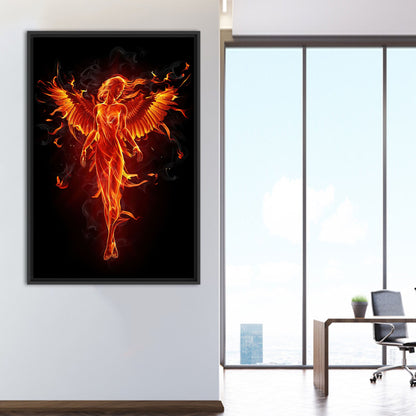 Abstract Fire Elemental Girl Canvas Print