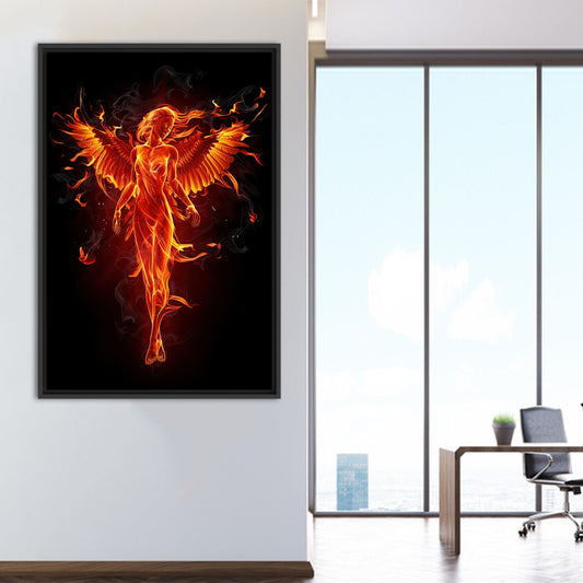 Modern Abstract Fire Elemental Girl Printed Canvas Wall Art - Modern Art Decor