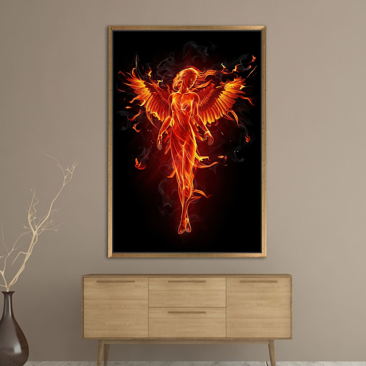 Abstract Fire Elemental Girl Canvas Print