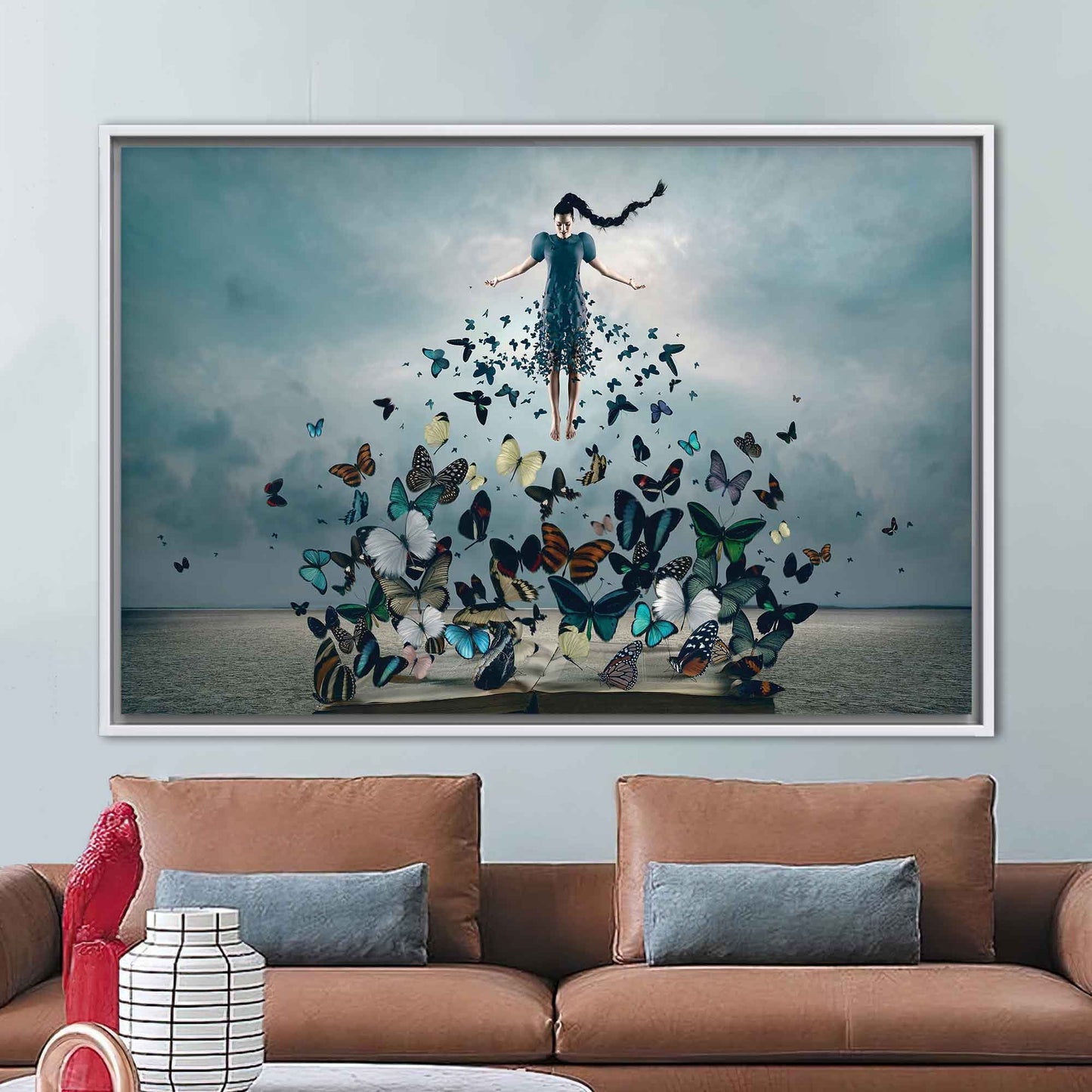 Woman Butterflies Abstract Canvas Print