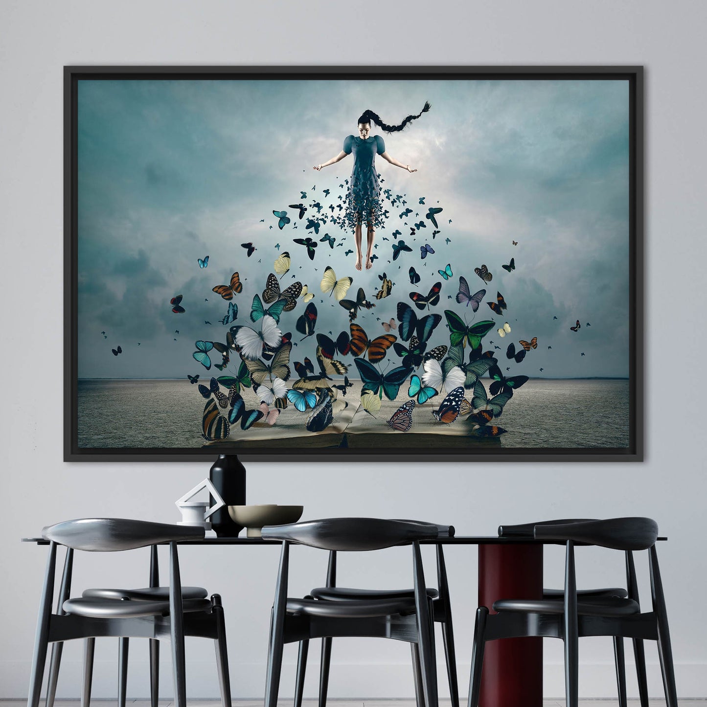 Woman Butterflies Abstract Canvas Print