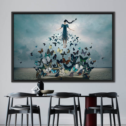 Woman Butterflies Abstract Canvas Print