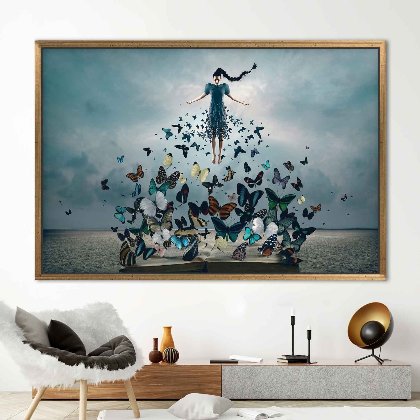 Woman Butterflies Abstract Canvas Print