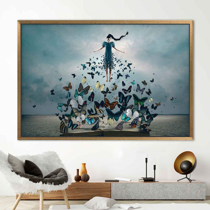 Woman Butterflies Abstract Canvas Print
