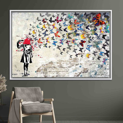 Butterfly Girl Suicide Street Banksy Canvas Print