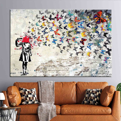 Butterfly Girl Suicide Street Banksy Canvas Print