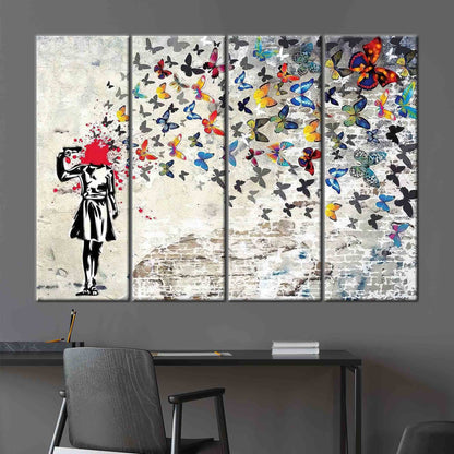 Butterfly Girl Suicide Street Banksy Canvas Print