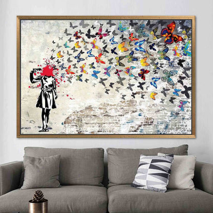 Butterfly Girl Suicide Street Banksy Canvas Print