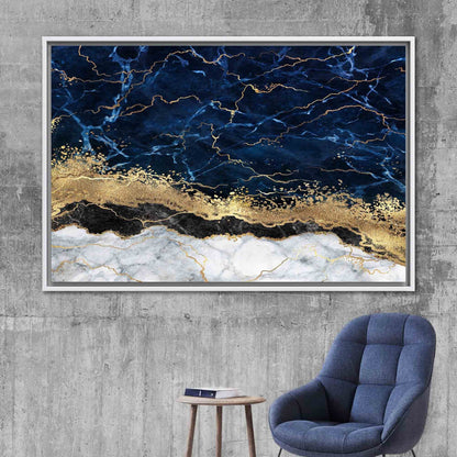 Navy Blue Alcohol Ink Marble Canvas Print