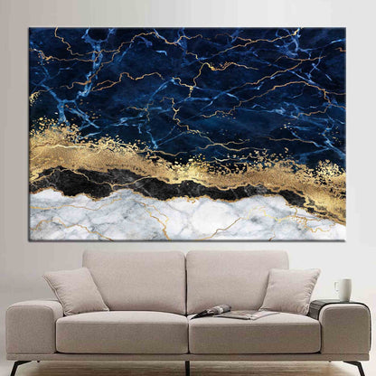 Navy Blue Alcohol Ink Marble Canvas Print