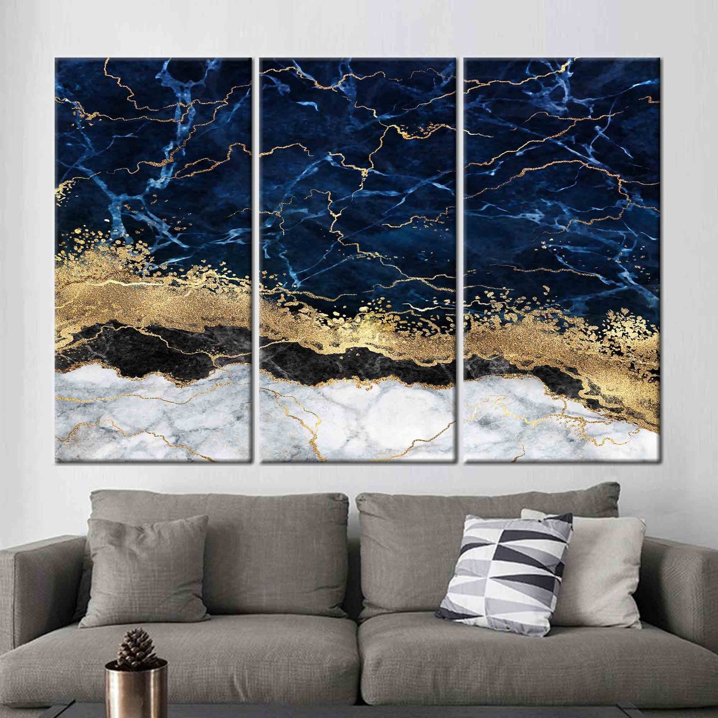 Navy Blue Alcohol Ink Marble Canvas Print