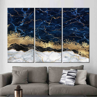Navy Blue Alcohol Ink Marble Canvas Print