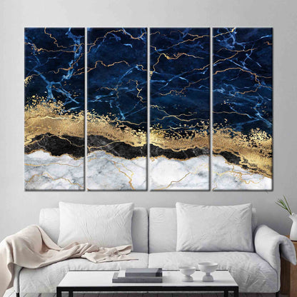 Navy Blue Alcohol Ink Marble Canvas Print