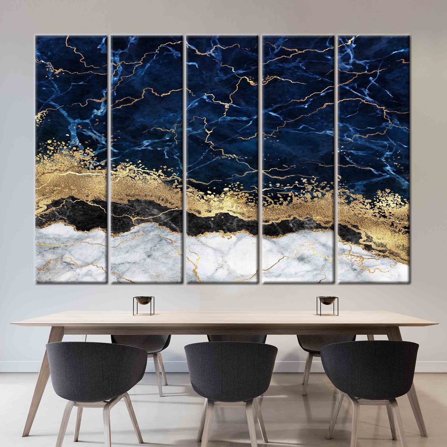 Navy Blue Alcohol Ink Marble Canvas Print