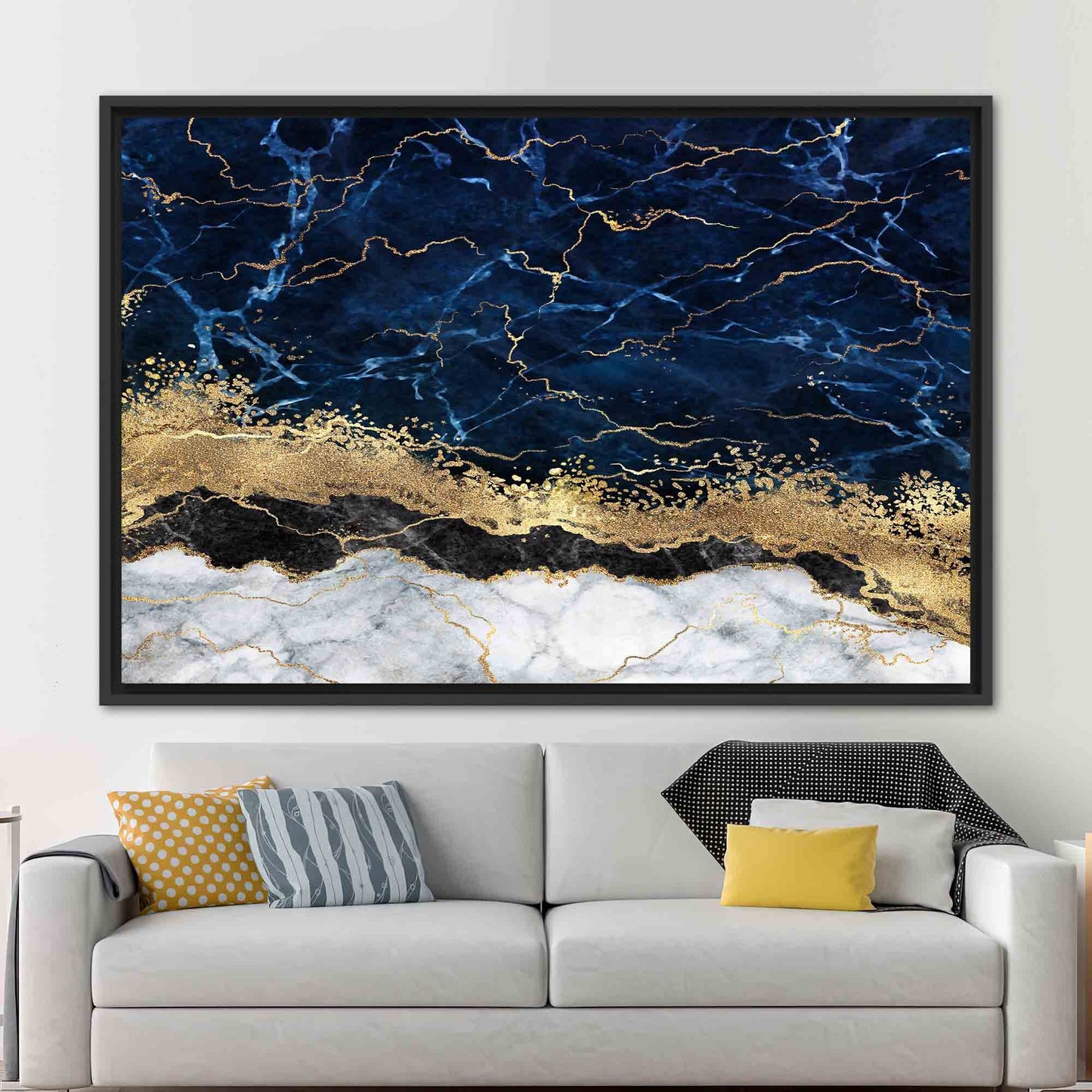 Navy Blue Alcohol Ink Marble Canvas Print