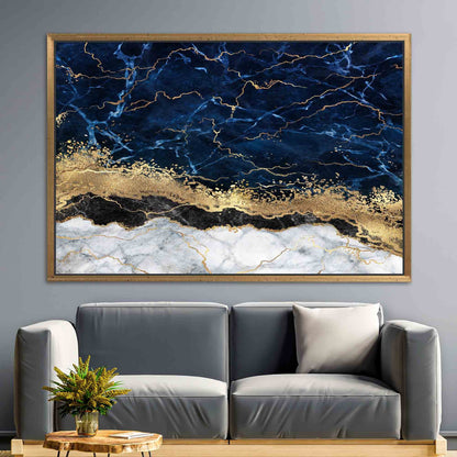 Navy Blue Alcohol Ink Marble Canvas Print