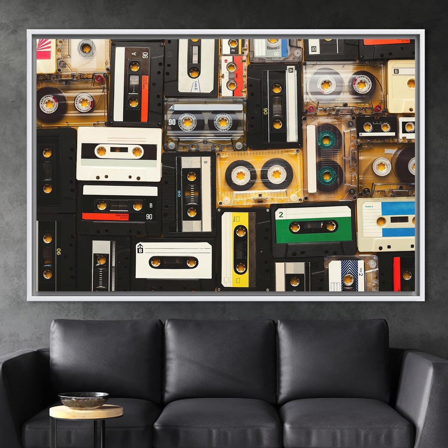Vintage Cassette Art Canvas Print - Retro Music Wall Art with Tapes Printed
