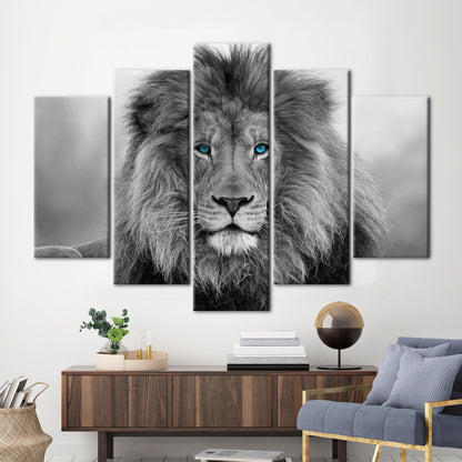 Blue Eyed Lion Canvas Art: Wild Animal Wall Decor for Loft and Wildlife Themes
