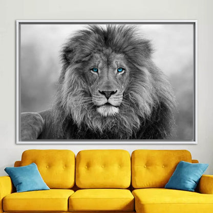 Blue Eyed Lion Canvas Art: Wild Animal Wall Decor for Loft and Wildlife Themes