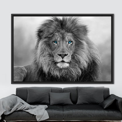 Blue Eyed Lion Canvas Art: Wild Animal Wall Decor for Loft and Wildlife Themes