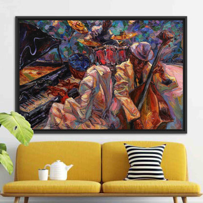 African Wall Decor: Ethnic Art Canvas with Abstract Jazz Music Print