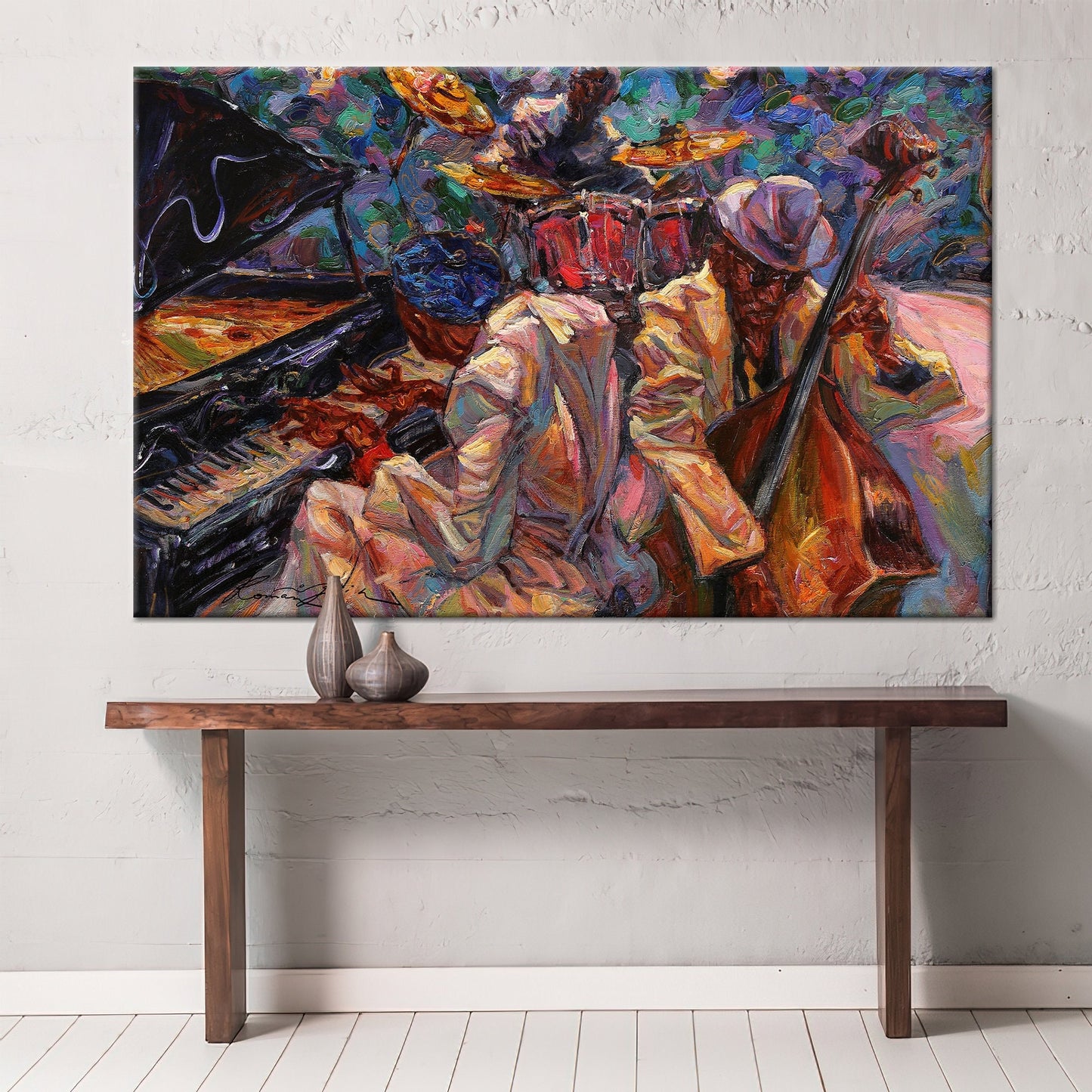 African Wall Decor: Ethnic Art Canvas with Abstract Jazz Music Print