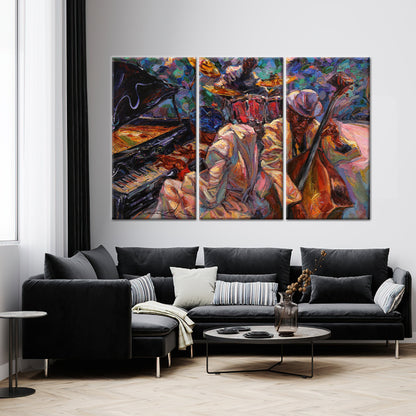 African Wall Decor: Ethnic Art Canvas with Abstract Jazz Music Print