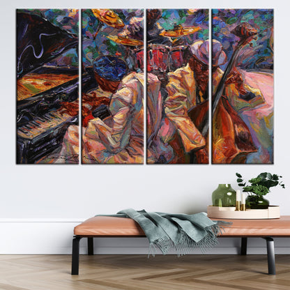 African Wall Decor: Ethnic Art Canvas with Abstract Jazz Music Print