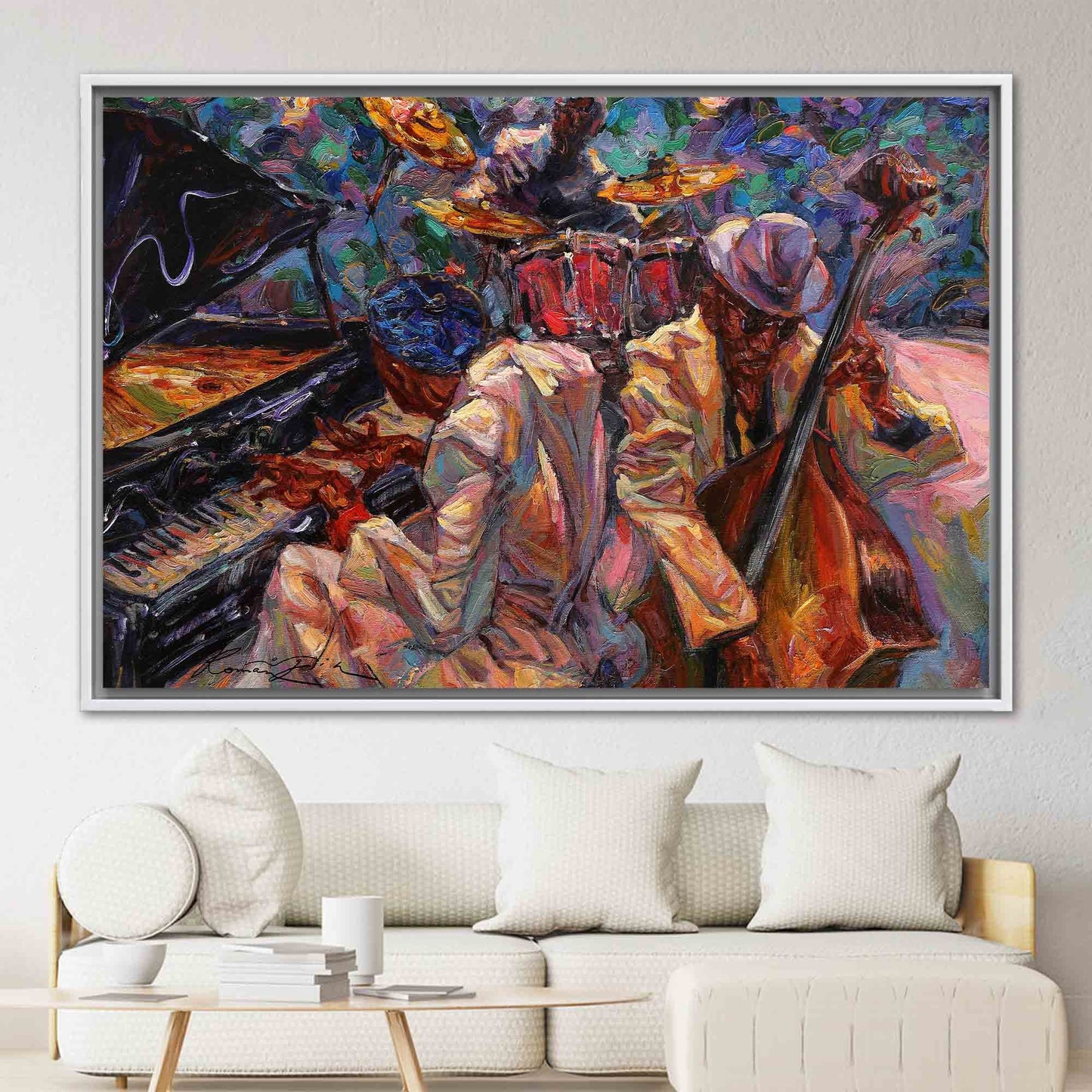 African Wall Decor: Ethnic Art Canvas with Abstract Jazz Music Print